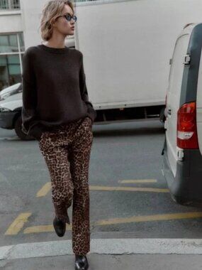 Zara Animal Print Flare Pants- Small